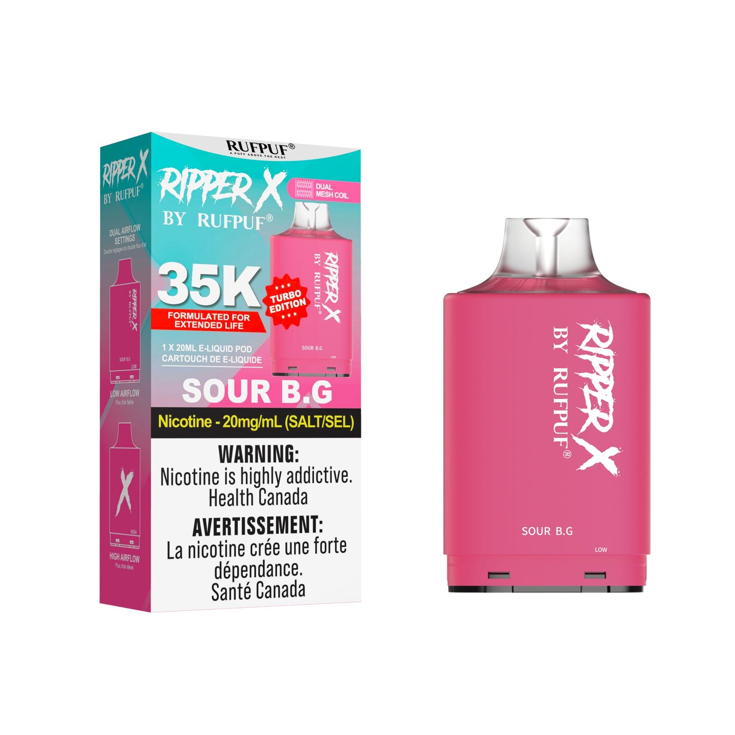 RUFPUF RIPPER X 35K - 20ML - 20MG Nic. X Style Pods (Level X Style)