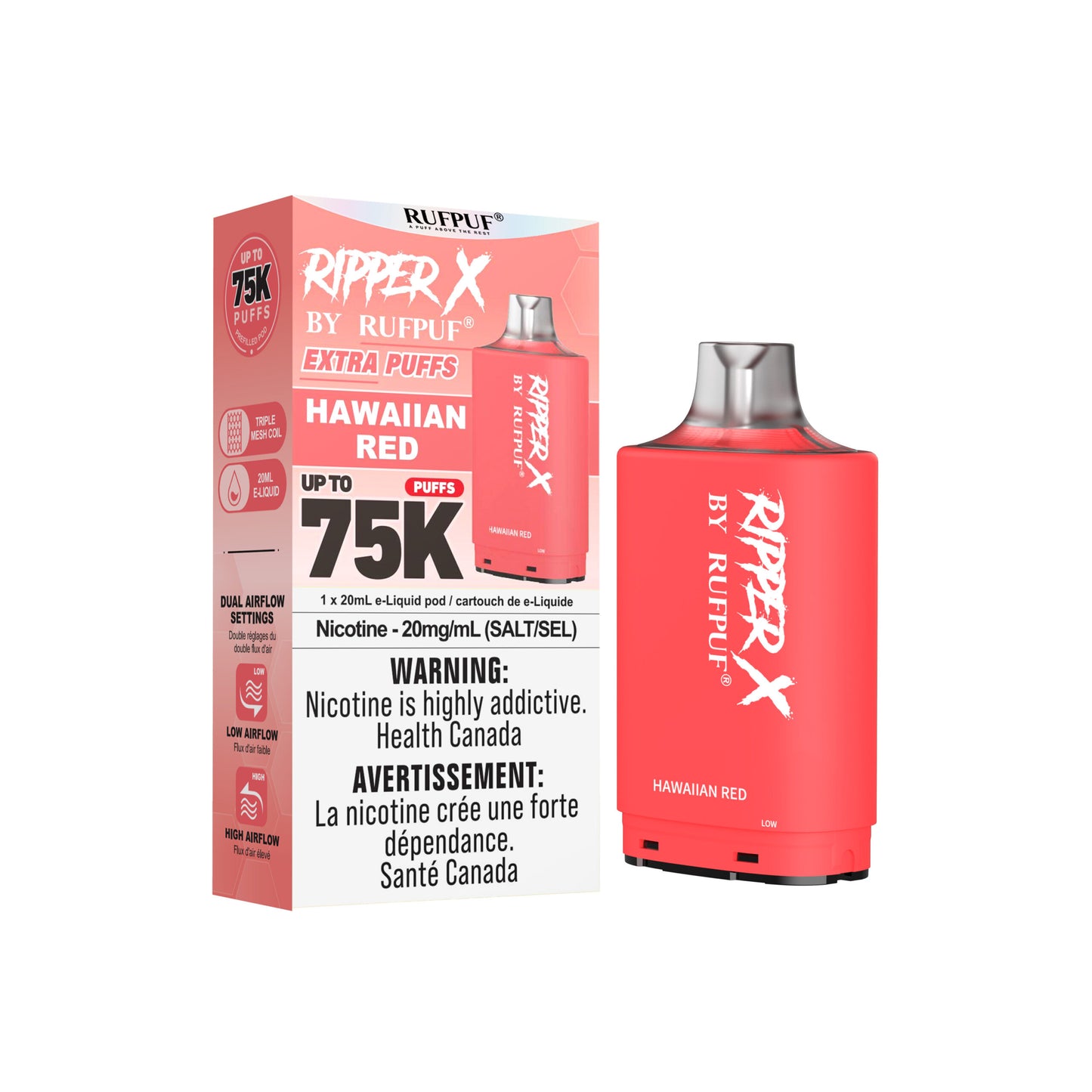 RUFPUF RIPPER X 75K - 20ML - 20MG Nic. X Style Pods (Prefilled)