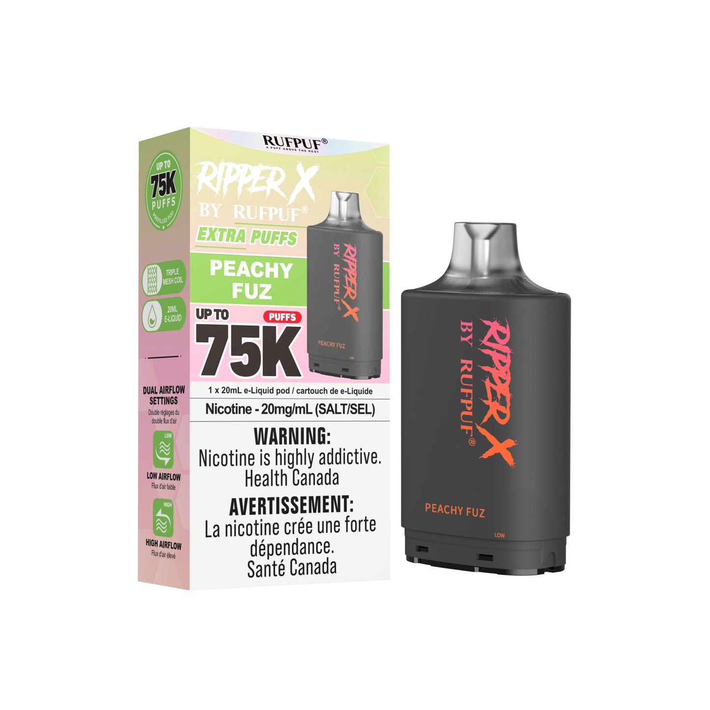RUFPUF RIPPER X 75K - 20ML - 20MG Nic. X Style Pods (Prefilled)