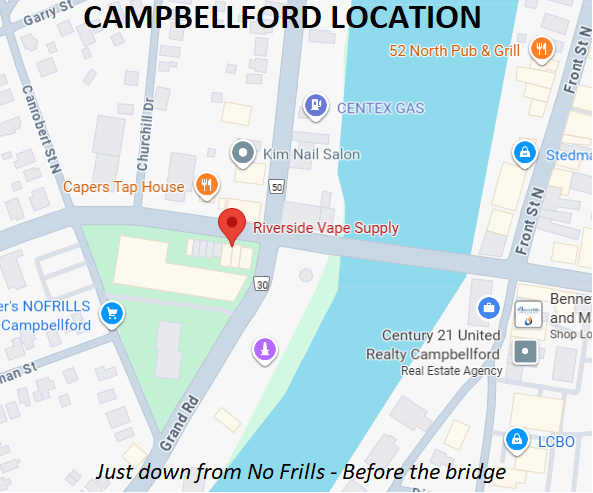 Map of Campbellford with location markers and text